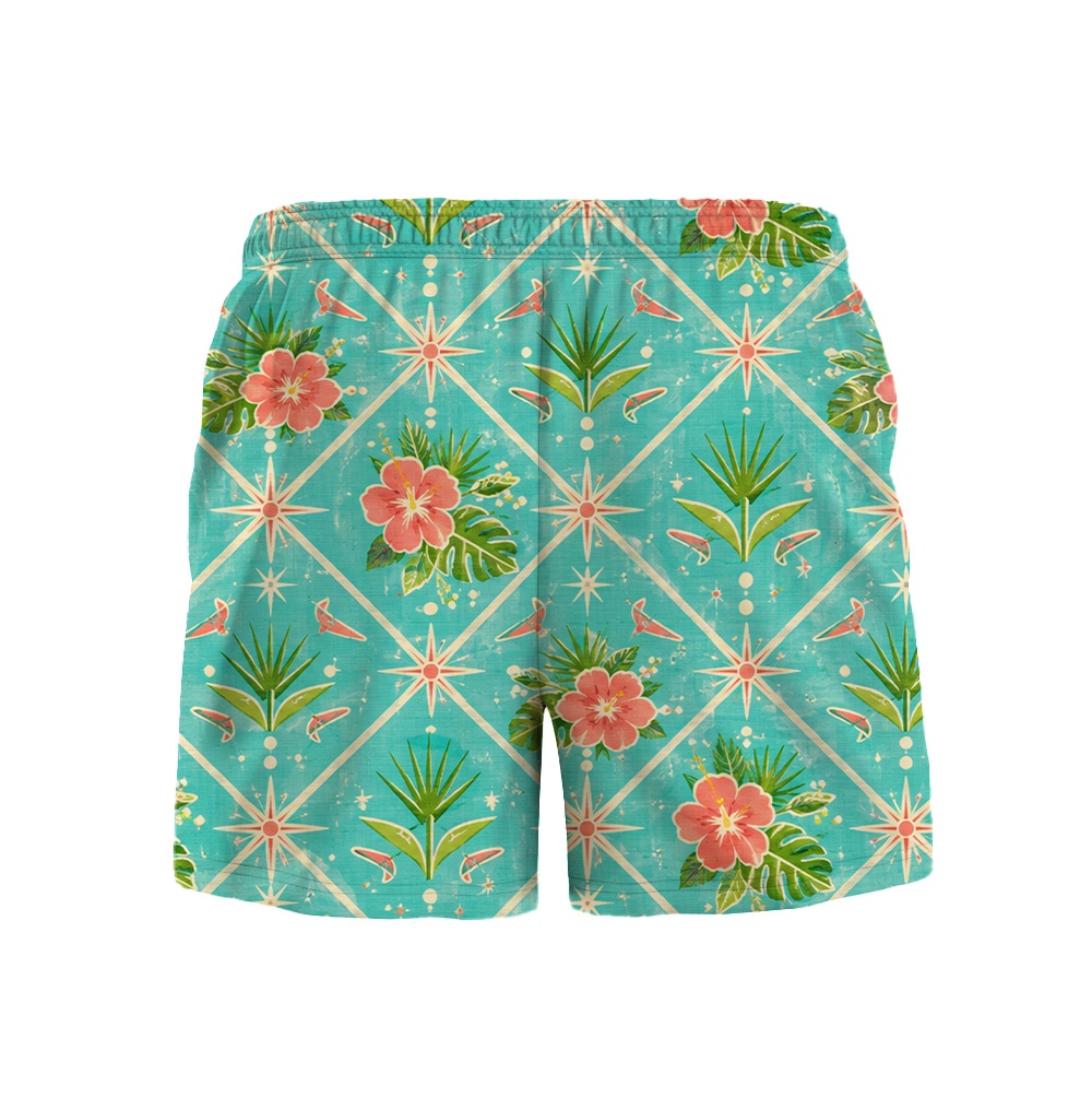 Hawaii Seafoam Atomic Island Grid Camp Shirt