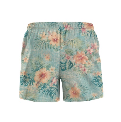 Hawaii Seafoam Rose Hibiscus Palm Camp Shirt