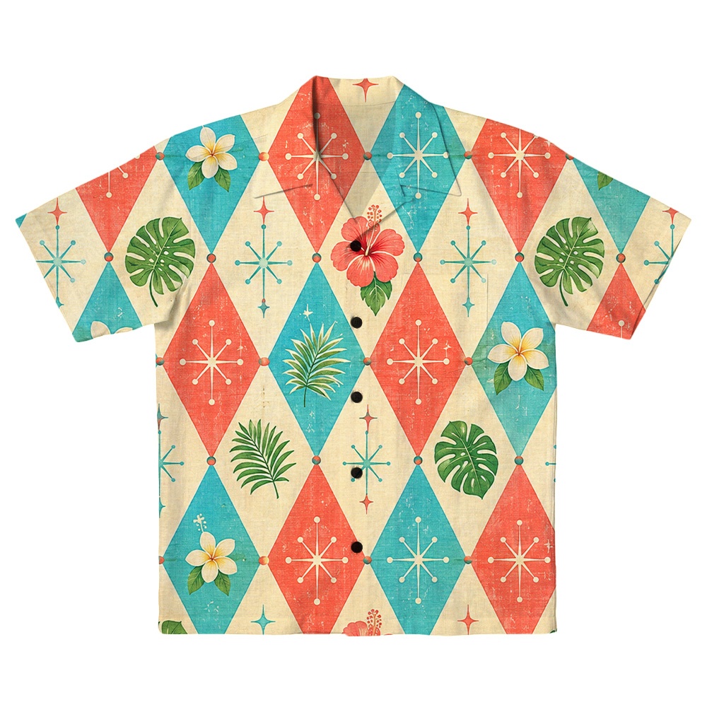 Hawaii Sky Atomic Frond Grid Camp Shirt