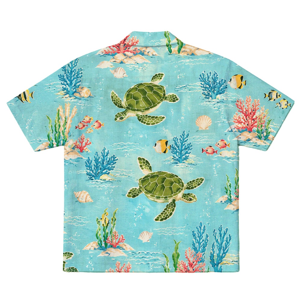 Hawaii Sky Turtle Reef Fish Camp Shirt