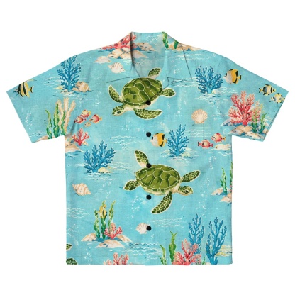 Hawaii Sky Turtle Reef Fish Camp Shirt