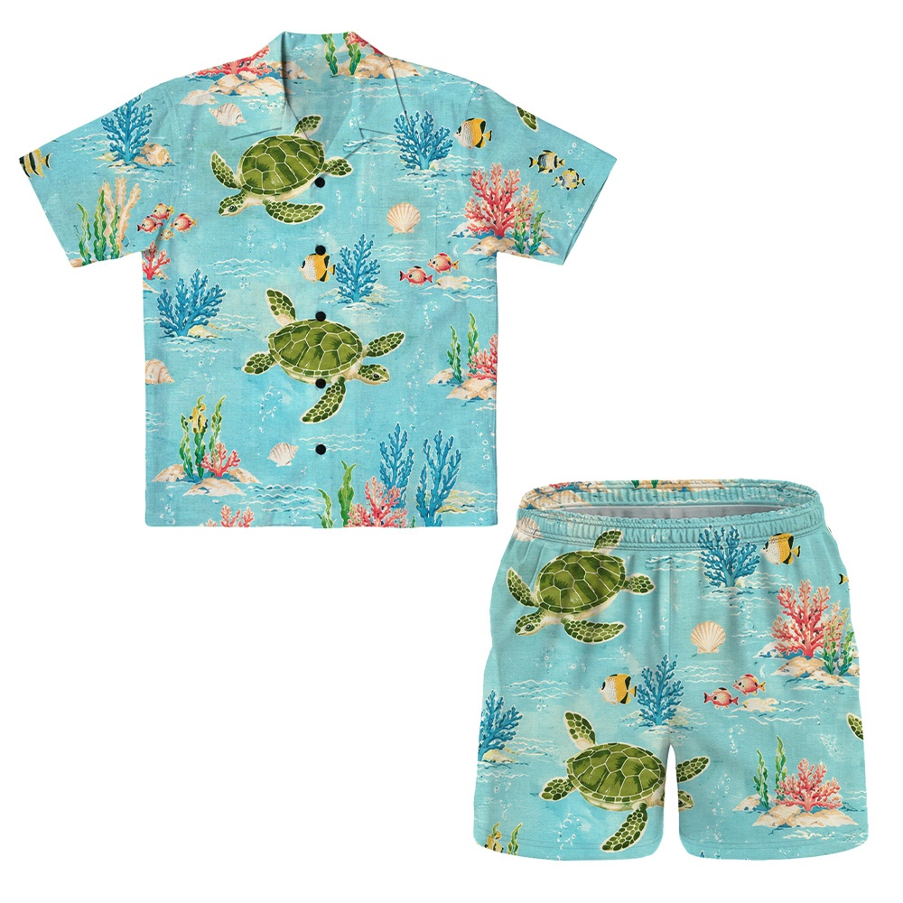 Hawaii Sky Turtle Reef Fish Camp Shirt