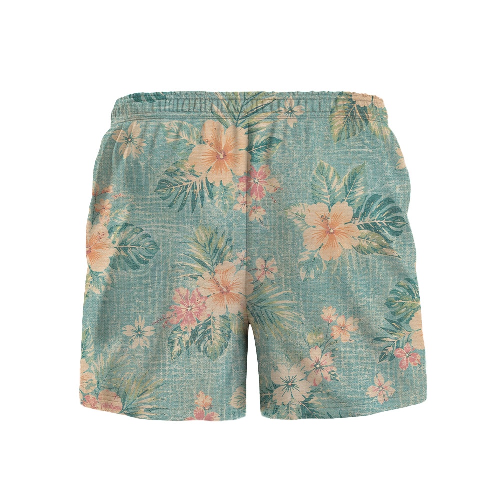 Hawaii Sky Vintage Hibiscus Palm Camp Shirt