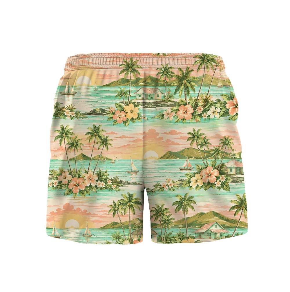 Hawaii Soft Lagoon Palm Village Camp Shirt