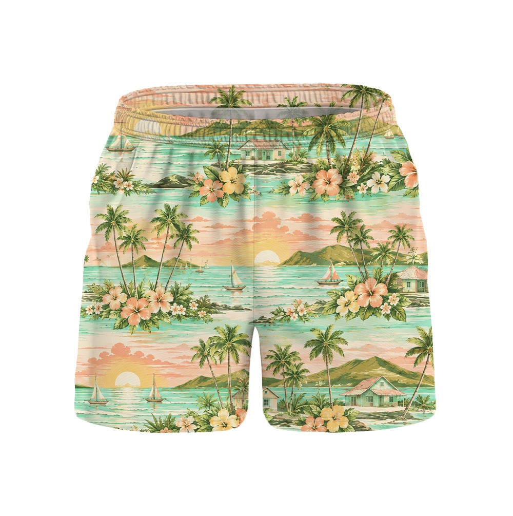 Hawaii Soft Lagoon Palm Village Camp Shirt