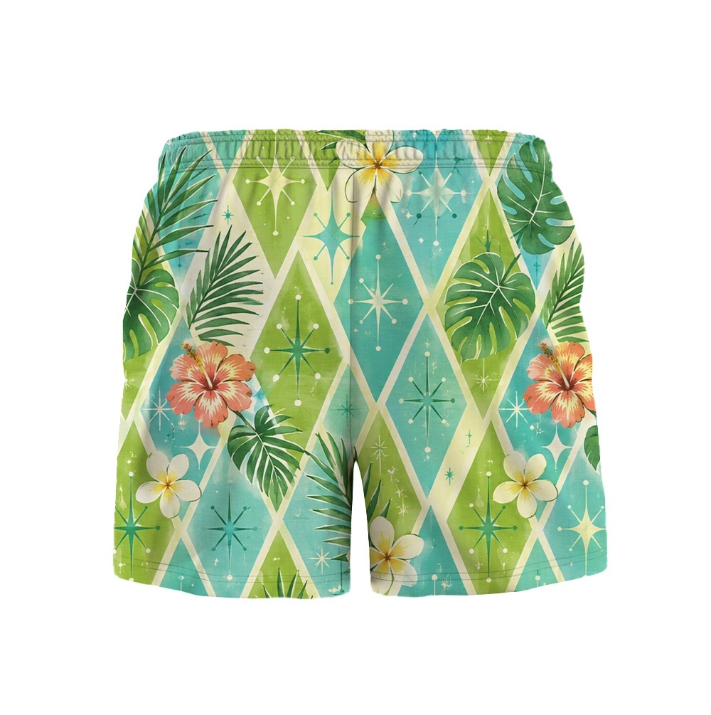 Hawaii Teal Atomic Aqua Argyle Camp Shirt