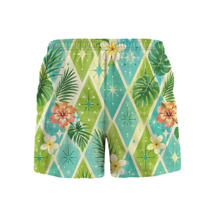Hawaii Teal Atomic Aqua Argyle Camp Shirt