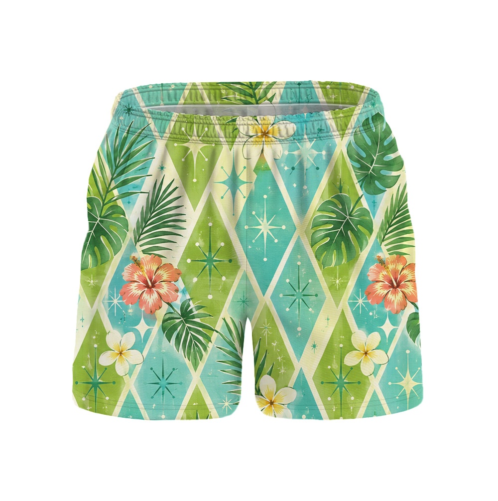 Hawaii Teal Atomic Aqua Argyle Camp Shirt