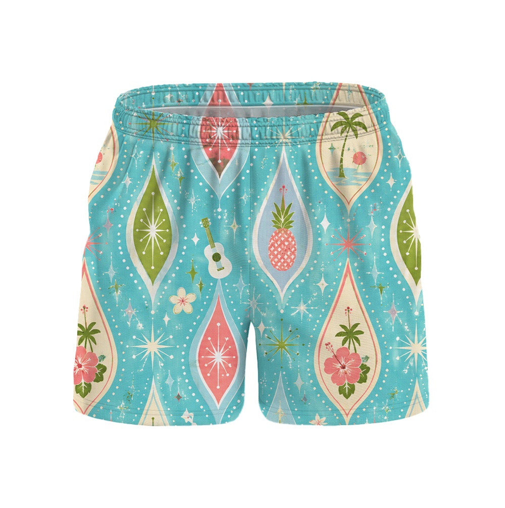 Hawaii Teal Atomic Monstera Diamond Camp Shirt