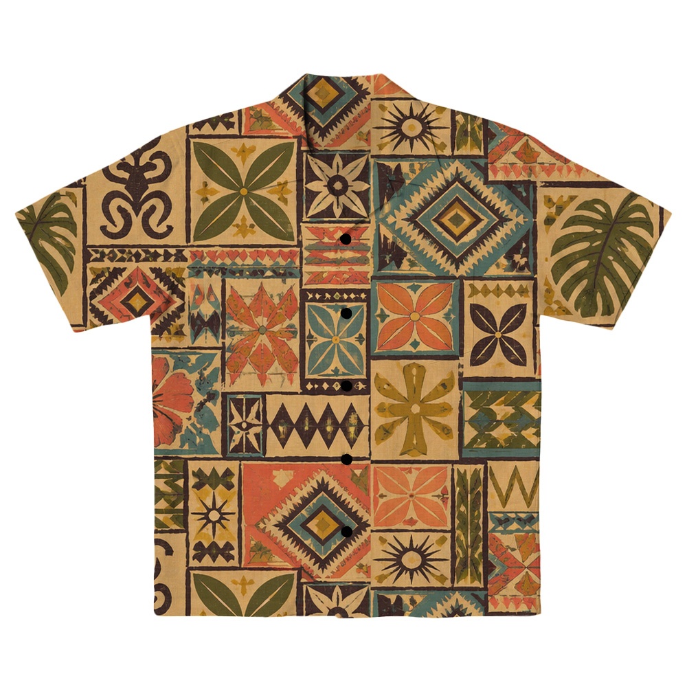 Hawaii Tiki Adobe Mosaic Camp Shirt