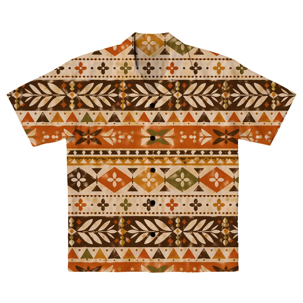 Hawaii Tiki Amber Stripework Camp Shirt