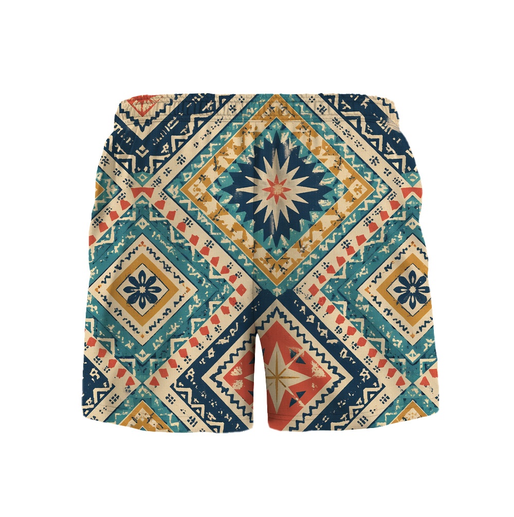 Hawaii Tiki Cerulean Diamond Camp Shirt