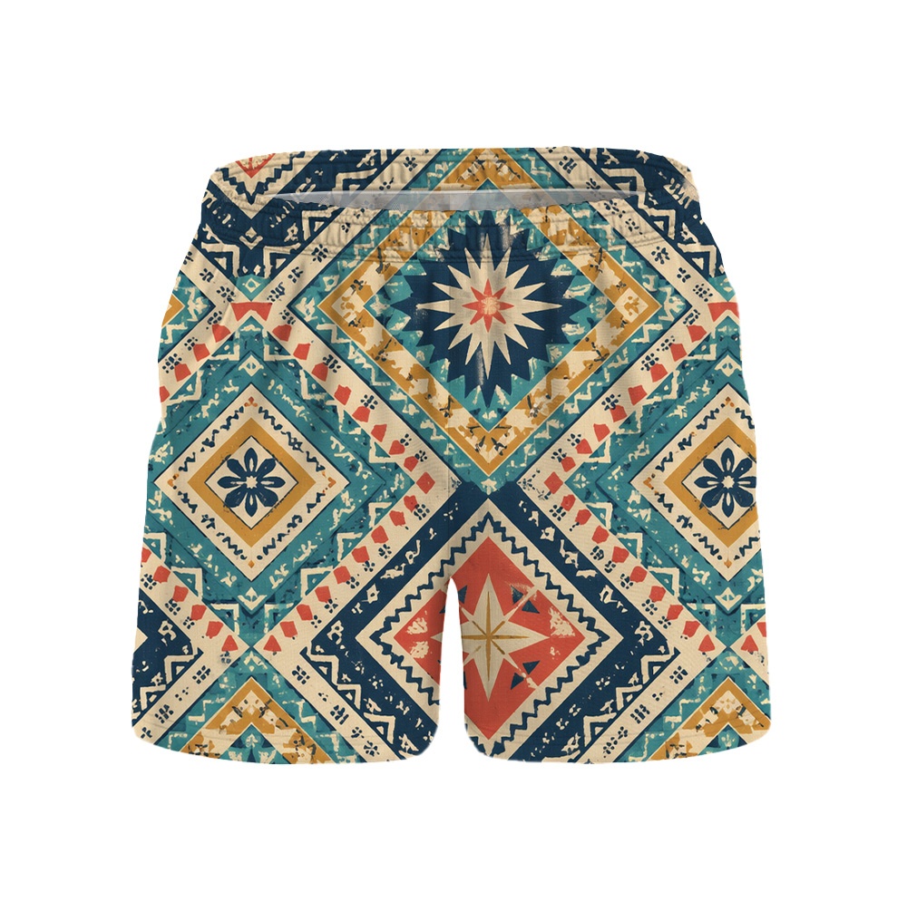Hawaii Tiki Cerulean Diamond Camp Shirt