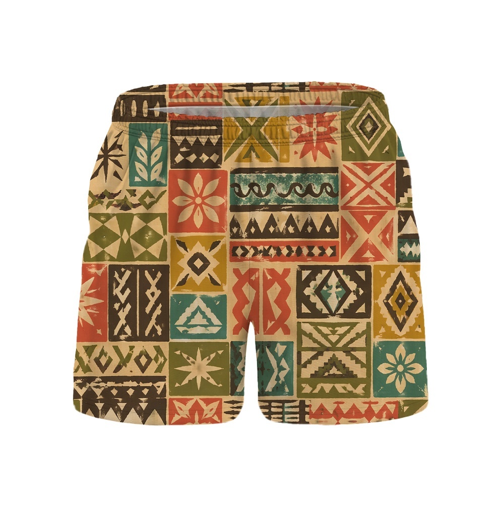 Hawaii Tiki Harvest Mosaic Drawstring Shorts