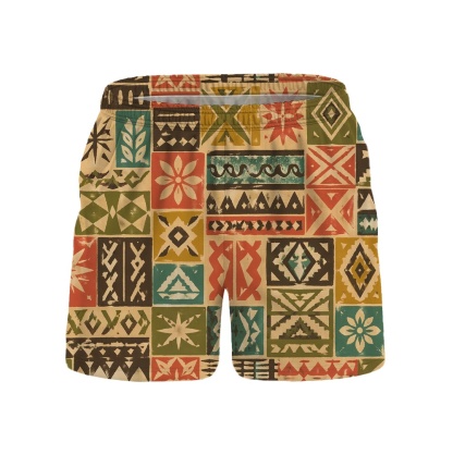 Hawaii Tiki Harvest Mosaic Drawstring Shorts