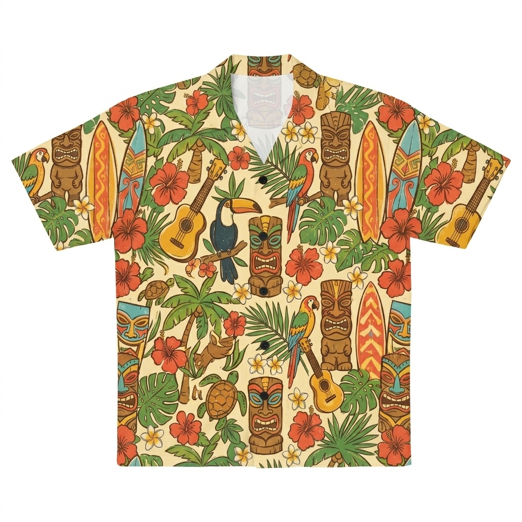 Hawaii Tiki Luau Icon Camp Shirt