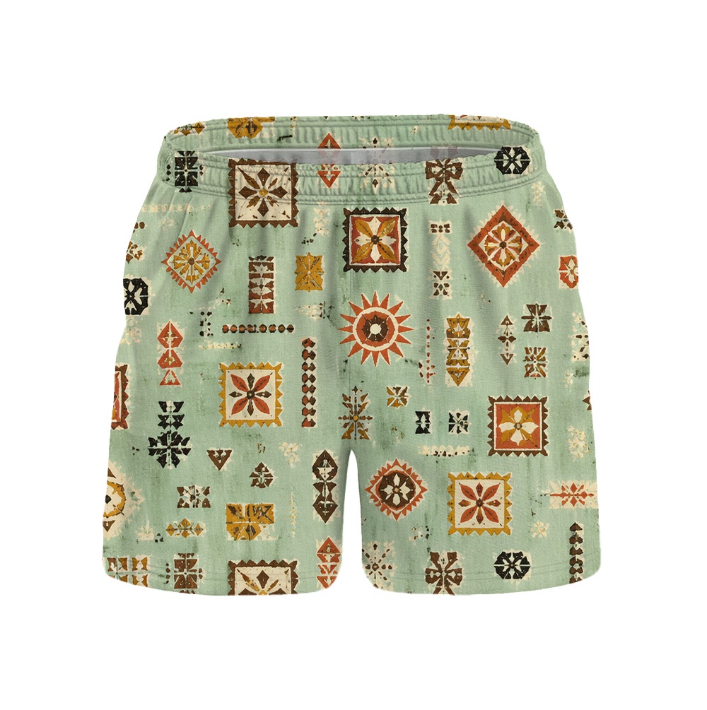Hawaii Tiki Mint Sigil Drawstring Shorts
