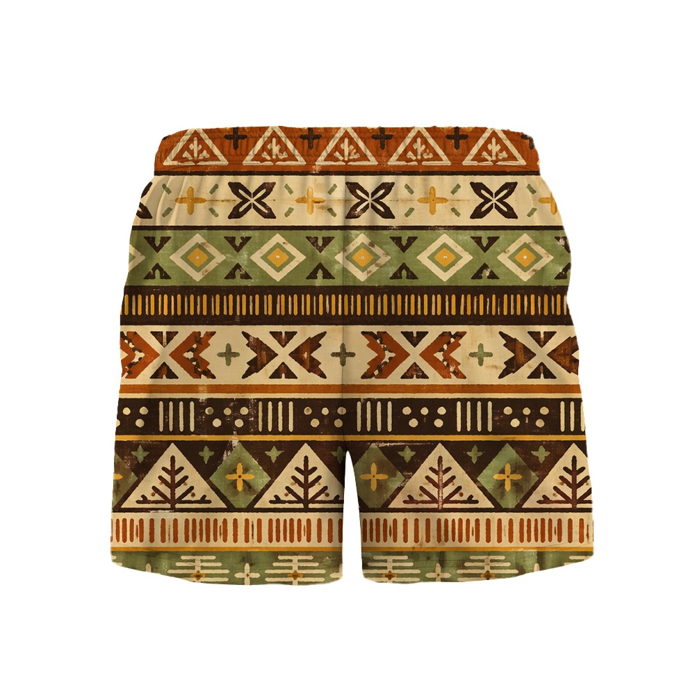 Hawaii Tiki Olive Stripe Drawstring Shorts