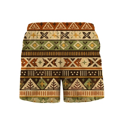 Hawaii Tiki Olive Stripe Drawstring Shorts