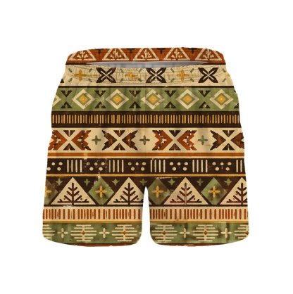 Hawaii Tiki Olive Stripe Drawstring Shorts