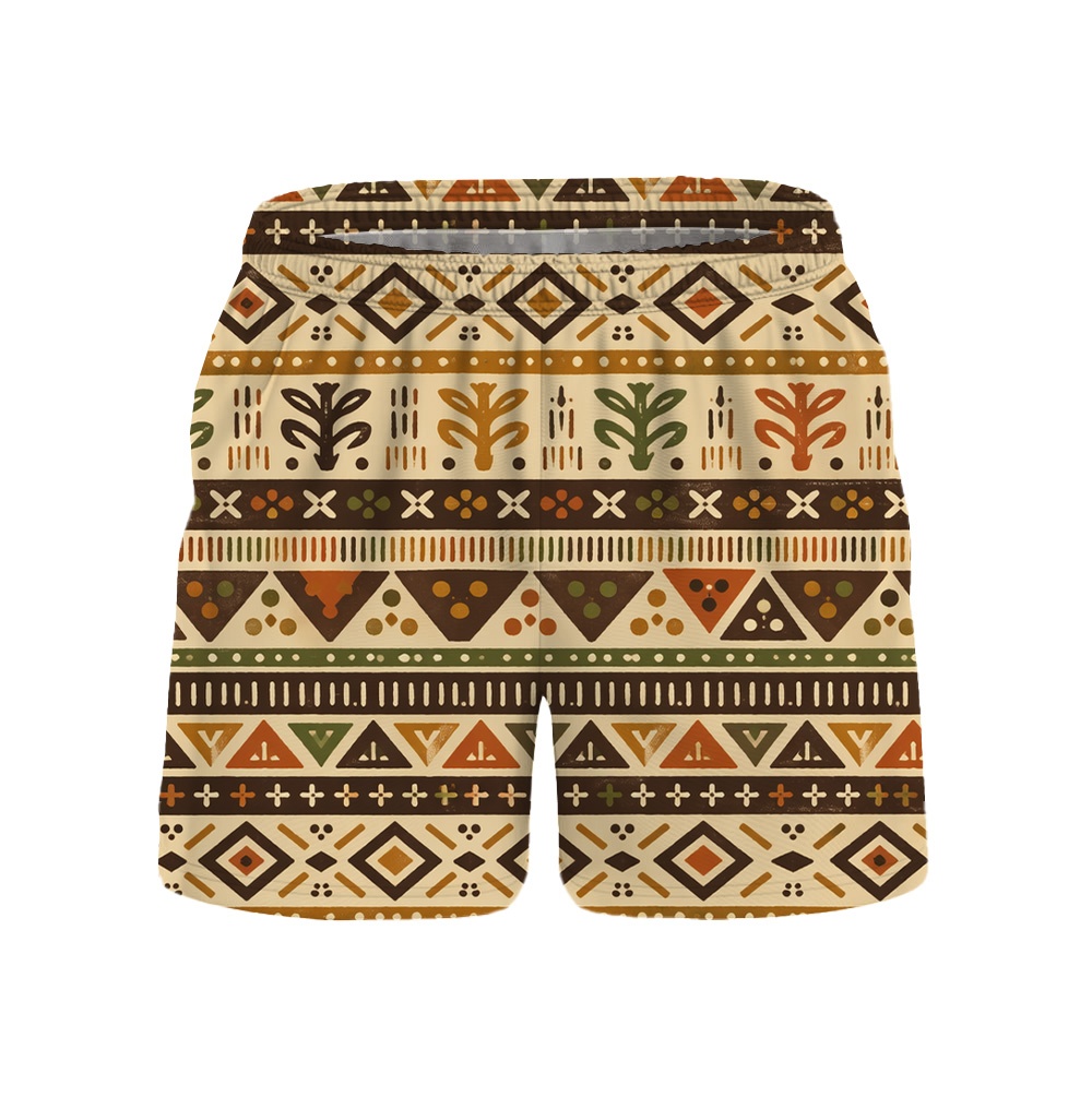 Hawaii Tiki Rustic Stripe Drawstring Shorts