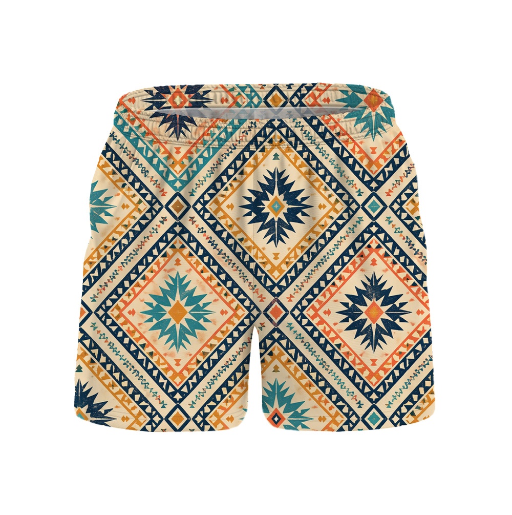 Hawaii Tiki Solar Diamond Drawstring Shorts