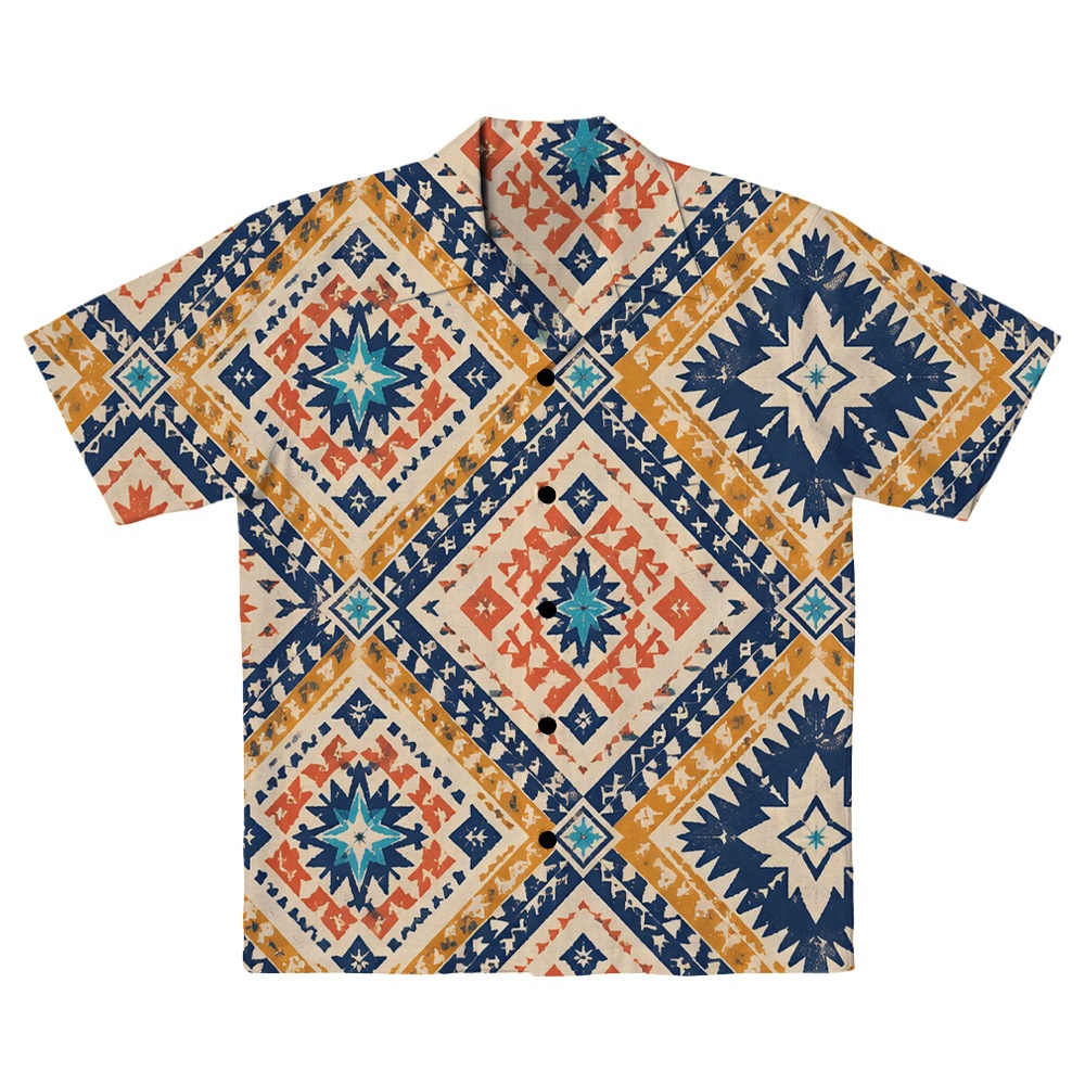 Hawaii Tiki Sunset Diamond Camp Shirt