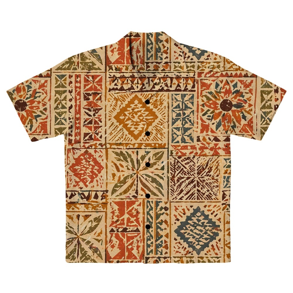 Hawaii Tiki Terra Patchwork Camp Shirt