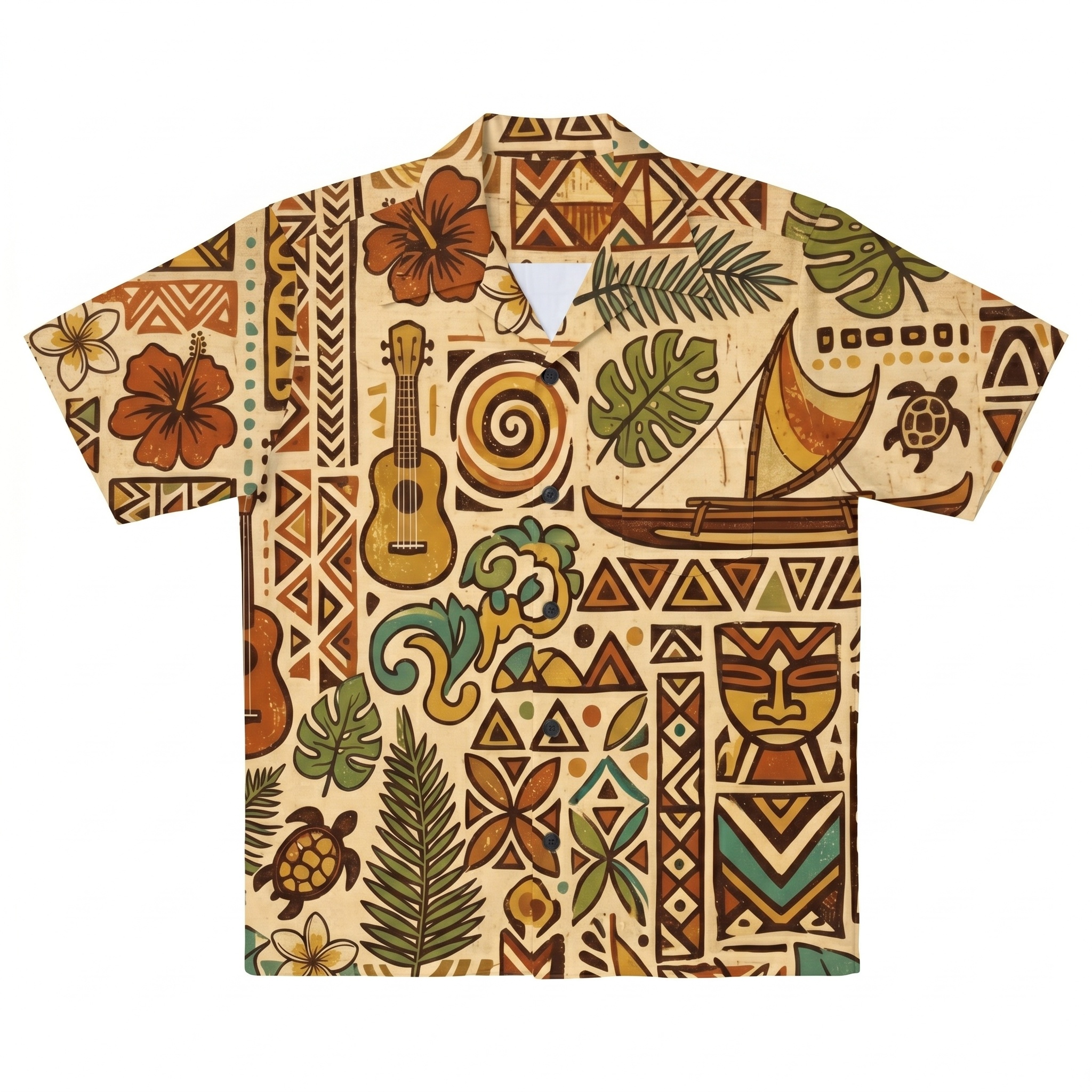 Hawaii Tiki Tribal Icon Camp Shirt