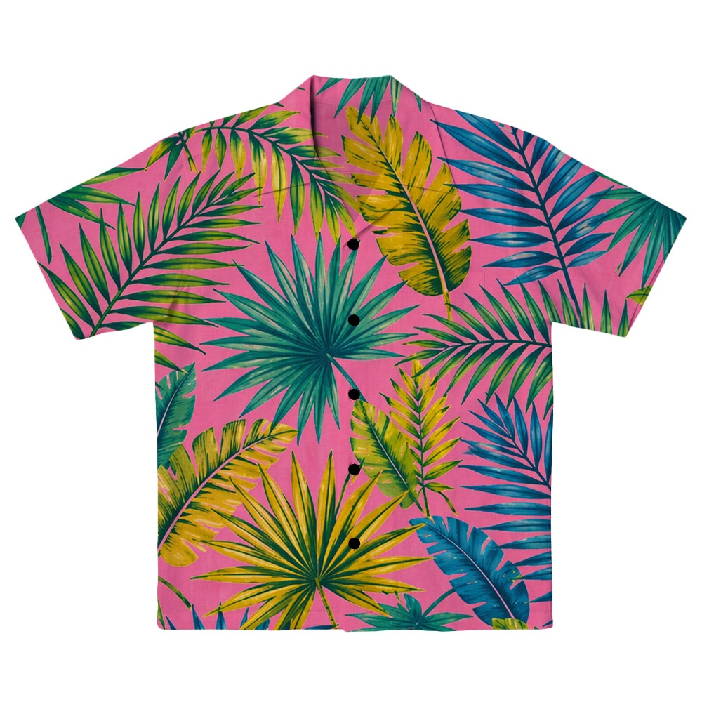 Hawaii Tiki Neon Palm Camp Shirt