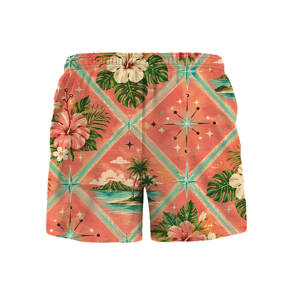 Hawaii Turquoise Atomic Palm Diamond Camp Shirt