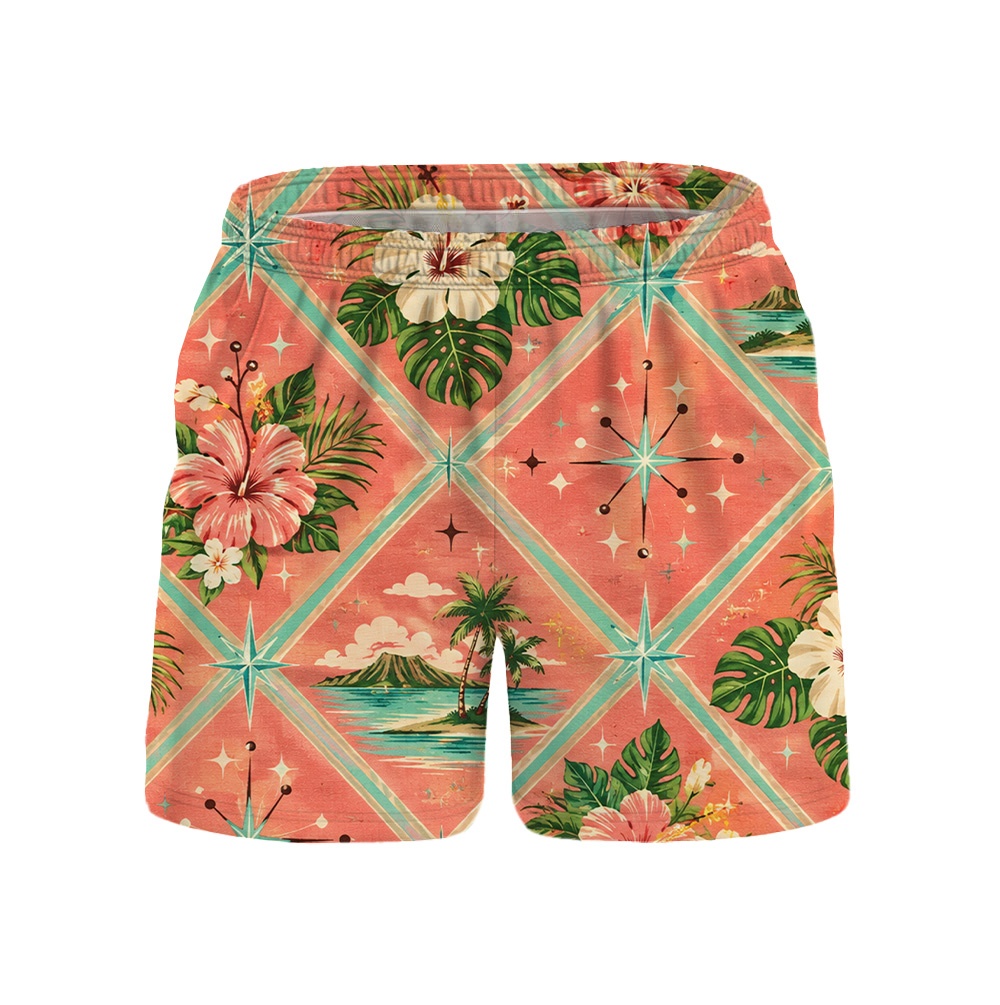 Hawaii Turquoise Atomic Palm Diamond Camp Shirt