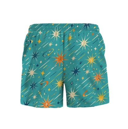 Hawaii Turquoise Space Starburst Drawstring Shorts
