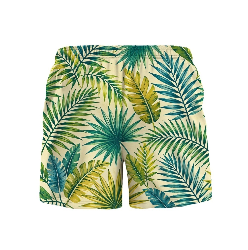Hawaii Verdant Palm Fan Leaf Drawstring Shorts
