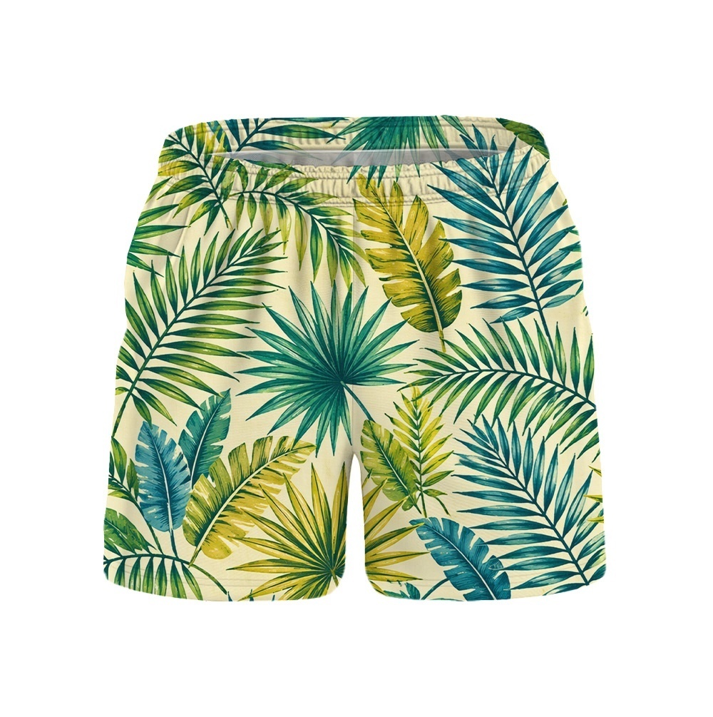 Hawaii Verdant Palm Fan Leaf Drawstring Shorts