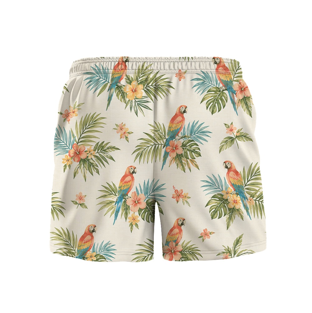 Hawaii White Palm Hibiscus Frond Camp Shirt