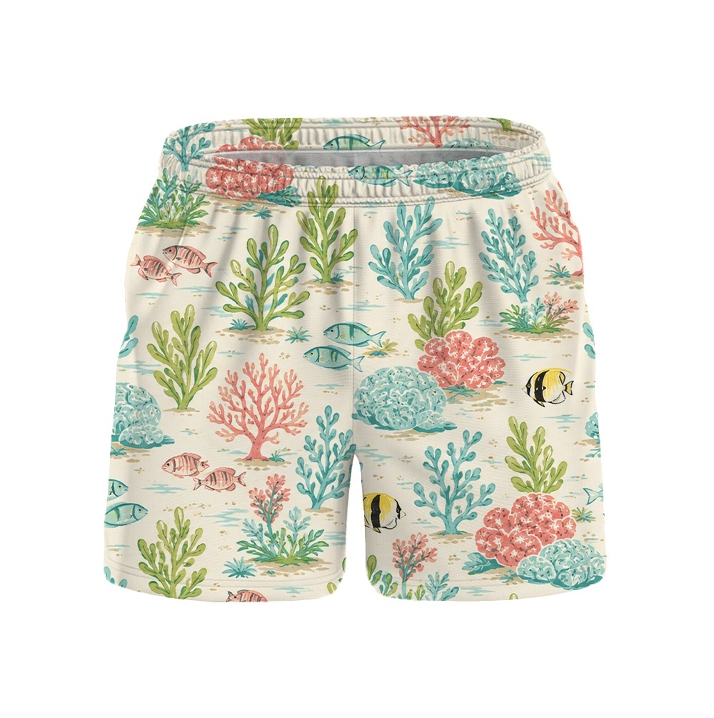 Hawaii White Turtle Reef Coral Camp Shirt