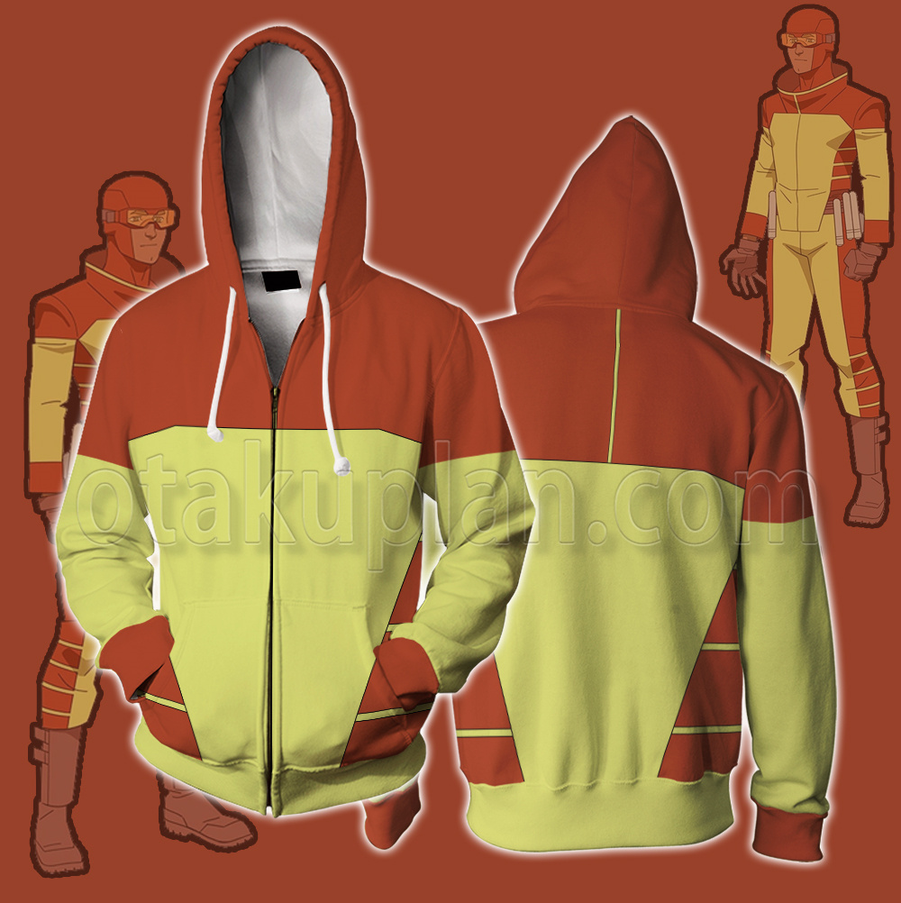 Invincible Rex Splode Guide Red Yellow Cosplay Zip Up Hoodie