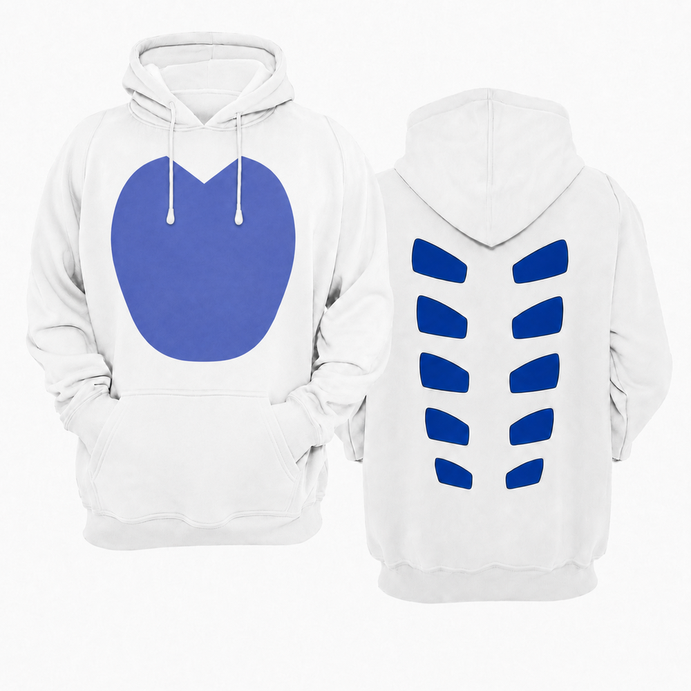 Lugia White Backplates Cosplay Hoodie - front and back views