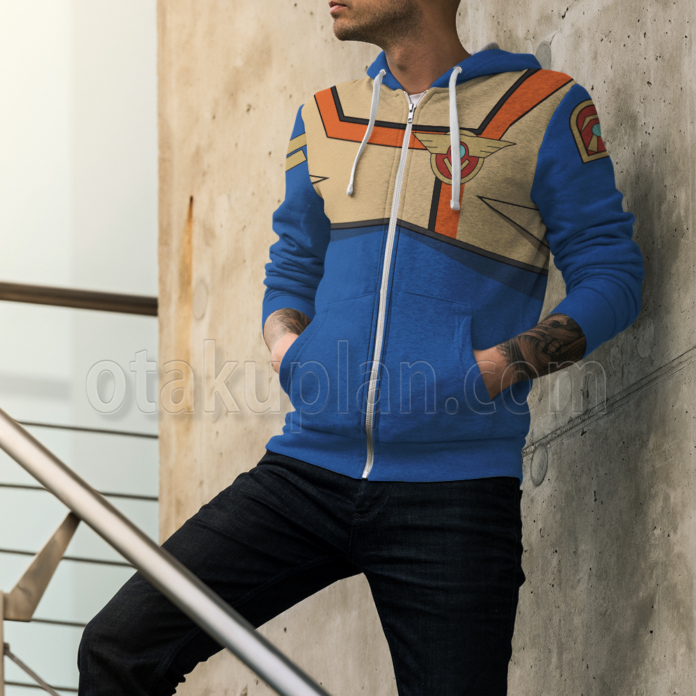 Macross Plus Dyson Isamu Alva Blue Cosplay Zip Up Hoodie – otakuplan