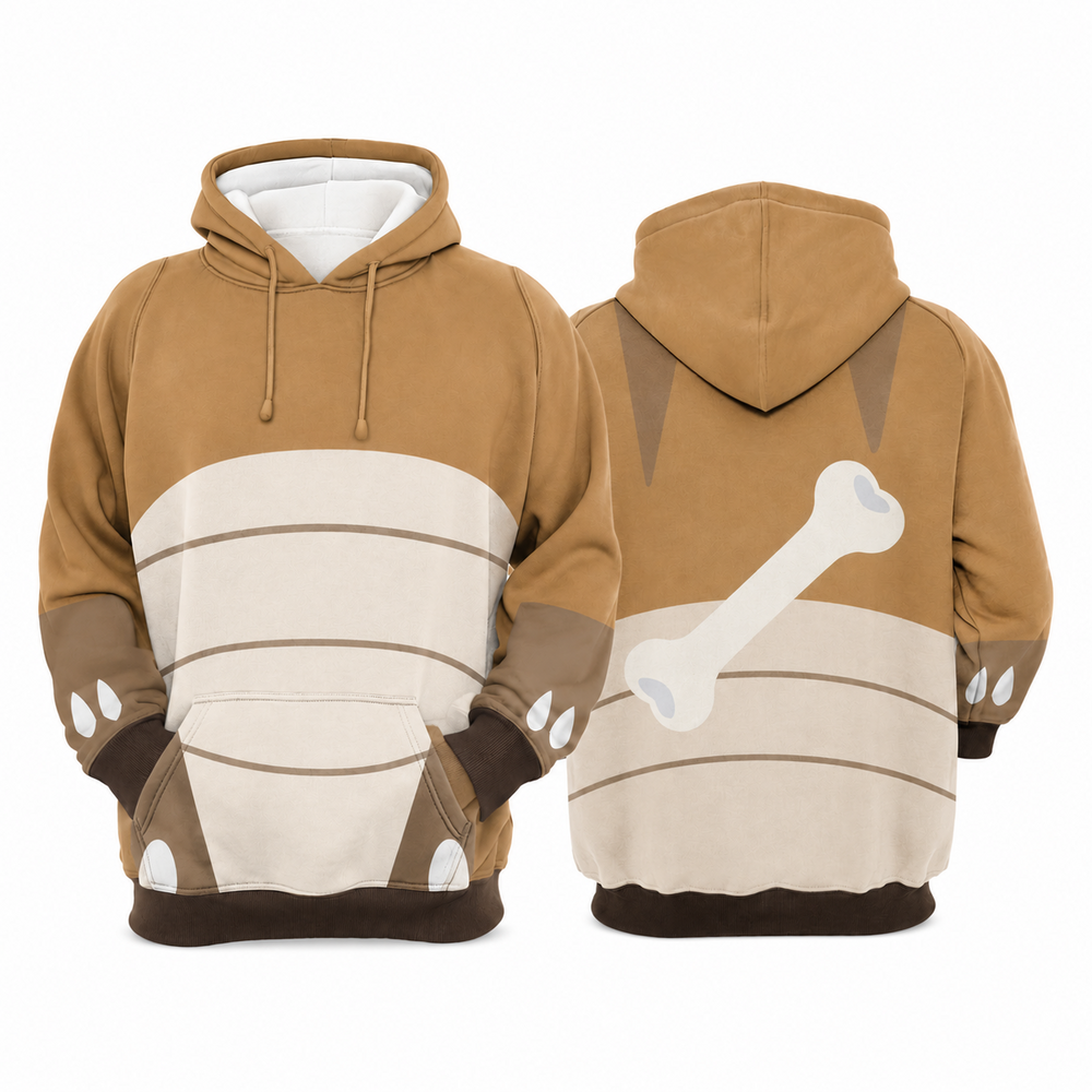 Marowak Brown Bone Cosplay Hoodie - front and back views