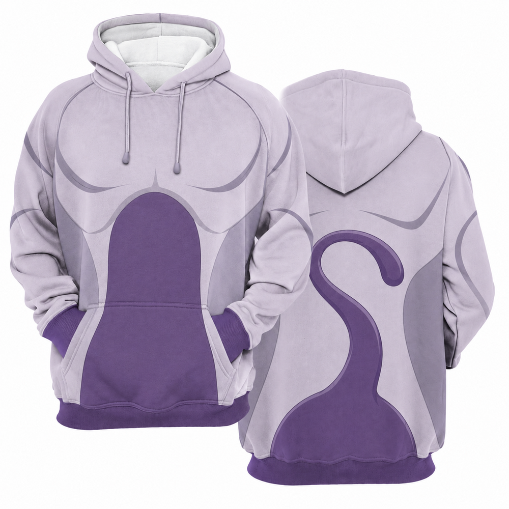 Mewtwo Lavender Tail Cosplay Hoodie - front and back views