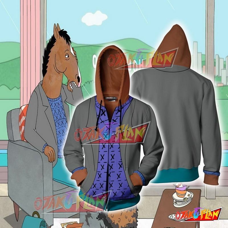 Bojack Horseman Hoodie Cosplay Jacket Zip Up-otakuplan