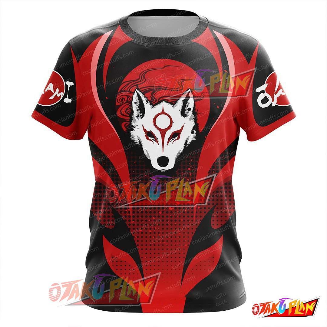 Okami Red And Black V3 T-shirt-otakuplan