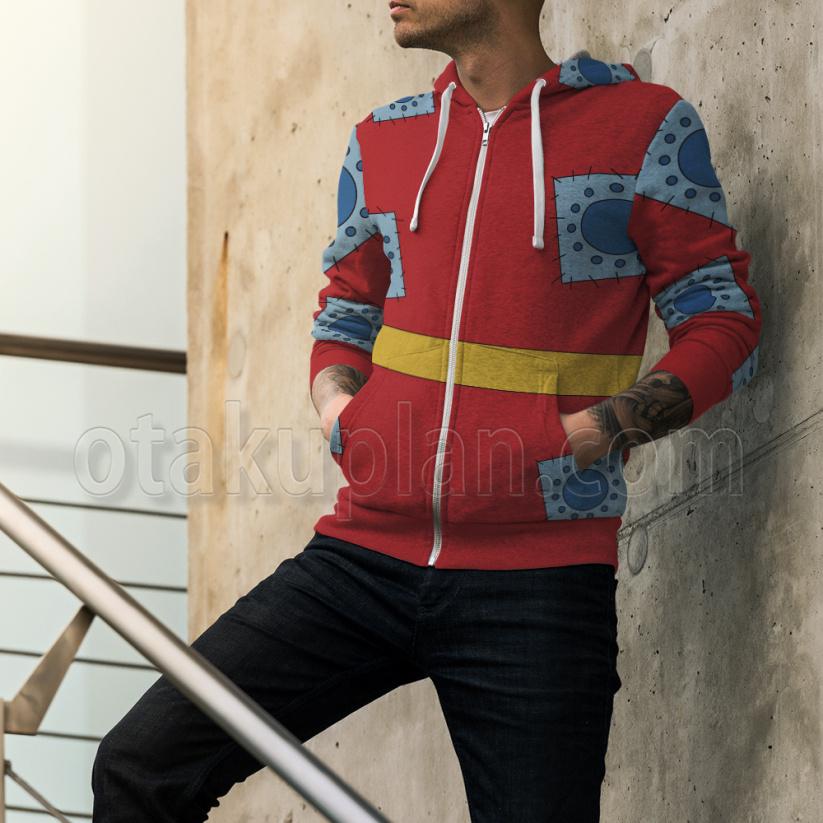 One Piece Luffy Red Patch Cosplay Zip Up Hoodieotakuplan