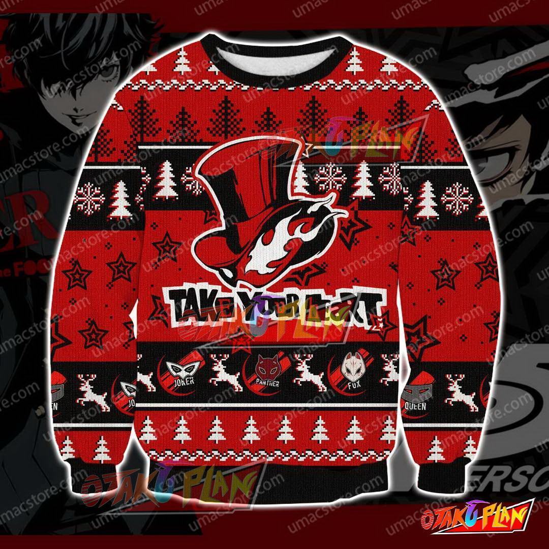 Persona 5 V1 3D Print Ugly Christmas Sweatshirt-otakuplan