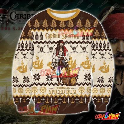 Pirates Of The Caribbean Captain Sparrow 3D Print Pattern Ugly Christmas Sweatshirt-otakuplan