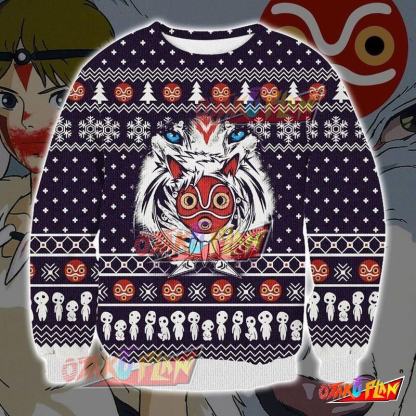 Princess Mononoke 3D Print Pattern Ugly Christmas Sweatshirt-otakuplan