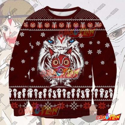 Princess Mononoke 3D Print Ugly Christmas Sweatshirt-otakuplan