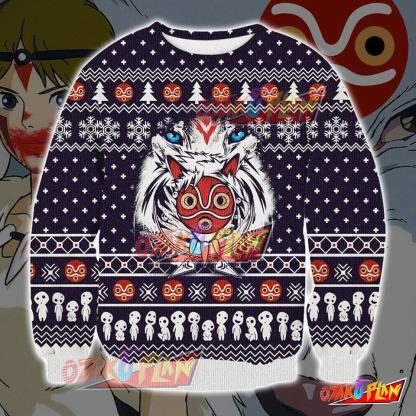 Princess Mononoke PM Knitting Pattern 3D Print Ugly Christmas Sweatshirt-otakuplan